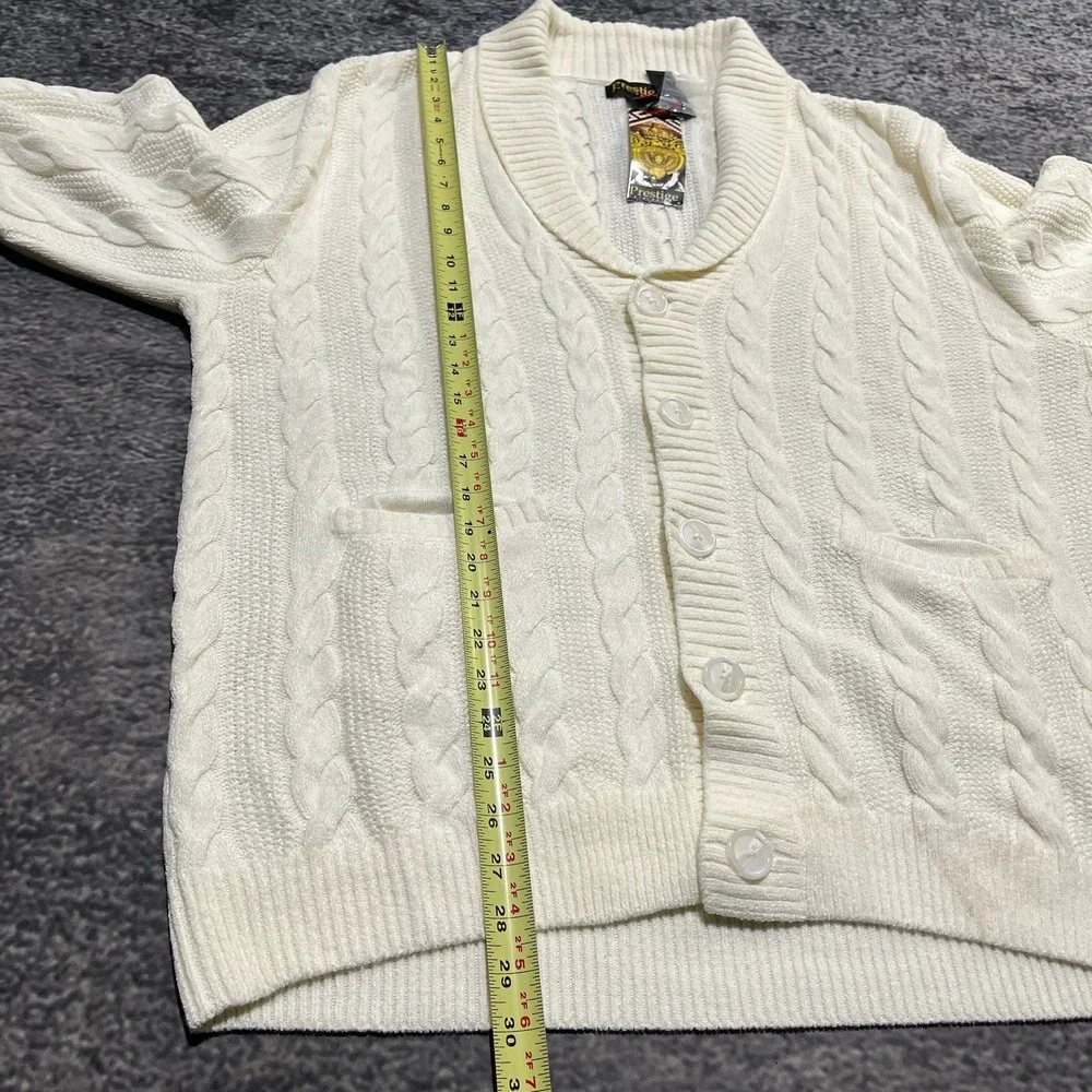 NWT Vintage Prestige Cardigan Sweater Mens XXL White Grandpa 80s‎ 90s